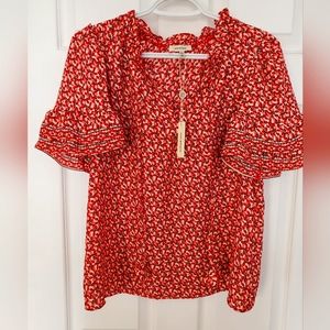 Max Studio, flowered Red, Size L